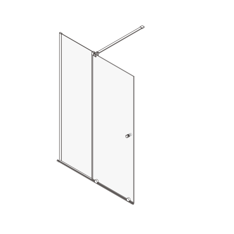 1200mm Black Sliding Door Shower Enclosure + Wall Support Bar 8mm Glass - Denver