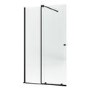 1200mm Black Sliding Door Shower Enclosure + Wall Support Bar 8mm Glass - Denver