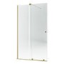 1200mm Brushed Brass Sliding Door Shower Enclosure + Wall Support Bar 8mm Glass - Denver