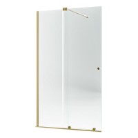 1200mm Brushed Brass Sliding Door Shower Enclosure + Wall Support Bar 8mm Glass - Denver