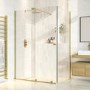 ONLY OPENED - Brushed Brass 8mm Glass Frameless Rectangular Sliding Shower Enclosure 1200x900mm - Denver