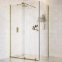 ONLY OPENED - Brushed Brass 8mm Glass Frameless Rectangular Sliding Shower Enclosure 1200x900mm - Denver
