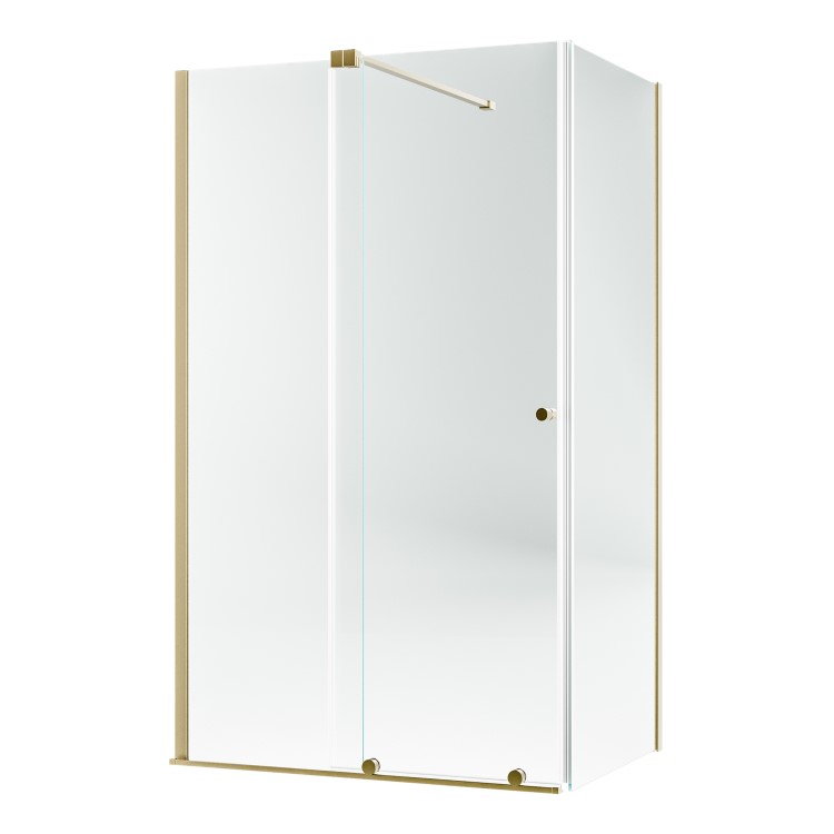 ONLY OPENED - Brushed Brass 8mm Glass Frameless Rectangular Sliding Shower Enclosure 1200x900mm - Denver