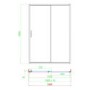 1400mm Chrome Frameless Sliding Door Shower Enclosure 8mm Glass + Wall Support Bar - Denver