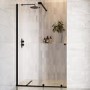 1400mm Black Sliding Door Shower Enclosure + Wall Support Bar 8mm Glass - Denver