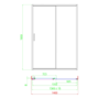 1400mm Black Sliding Door Shower Enclosure + Wall Support Bar 8mm Glass - Denver