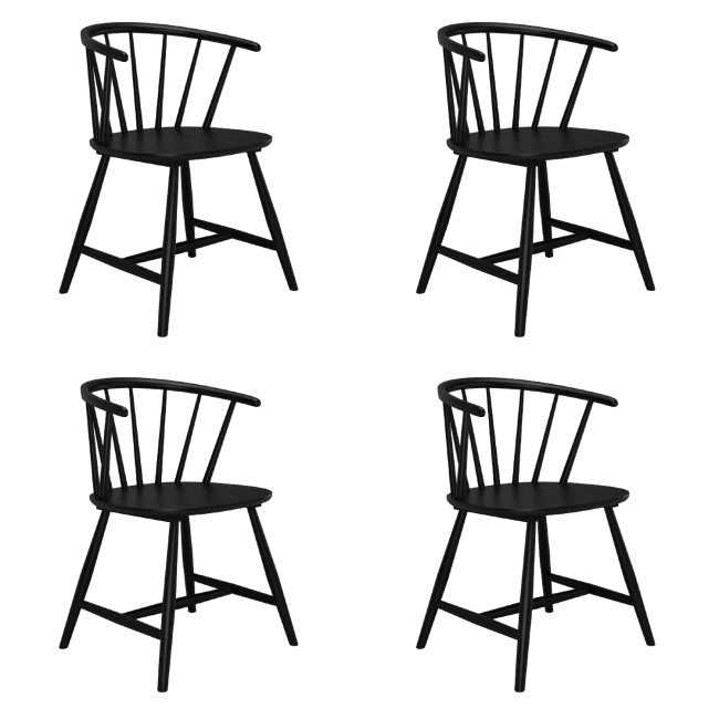 Set of 4 Black Curved Spindle Dining Chairs - Dana