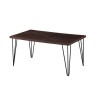 Drew Dark Wood Dining Table with 2 Dining Chairs &amp; 1 Bench in Beige Faux Leather