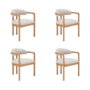 Set of 4 Beige Printed Upholstered Dining Chairs with Solid Wood Exposed Back - Darla