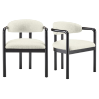 Set of 2 Cream Upholstered Dining Chairs with Solid Wood Black Exposed Back - Darla Set of 2 Cream Upholstered Dining Chairs with Solid Wood Black Exposed Back - Darla