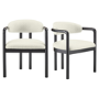 Set of 2 Cream Upholstered Dining Chairs with Solid Wood Black Exposed Back - Darla