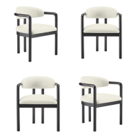 Set of 4 Cream Upholstered Dining Chairs with Solid Wood Black Exposed Back - Darla Set of 4 Cream Upholstered Dining Chairs with Solid Wood Black Exposed Back - Darla
