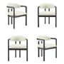Set of 4 Cream Upholstered Dining Chairs with Solid Wood Black Exposed Back - Darla