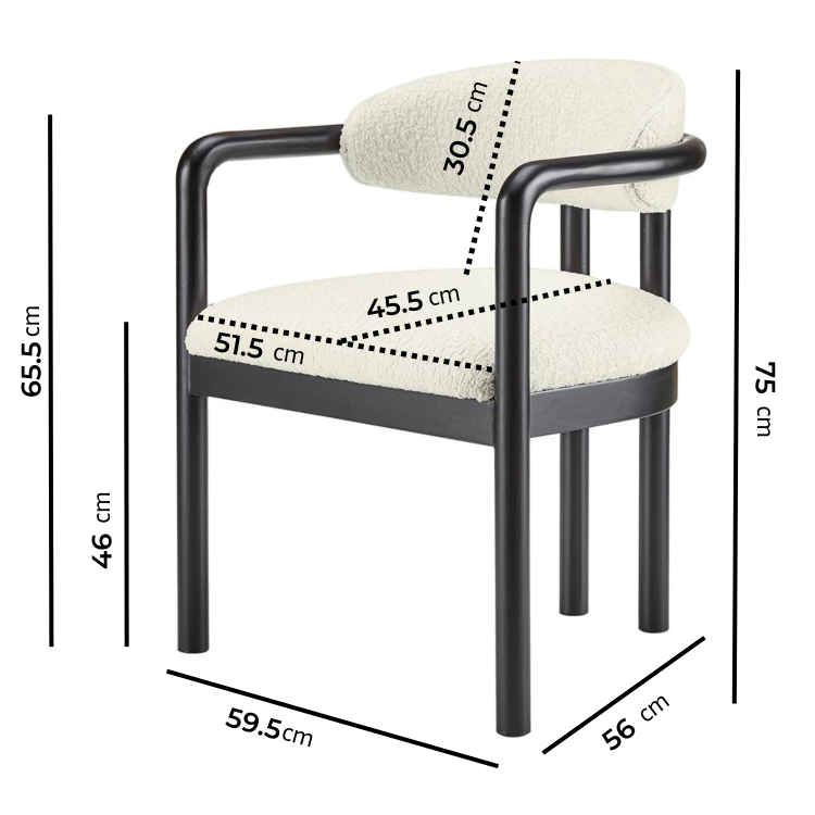 Cream Upholstered Dining Chair with Solid Wood Black Exposed Back - Darla