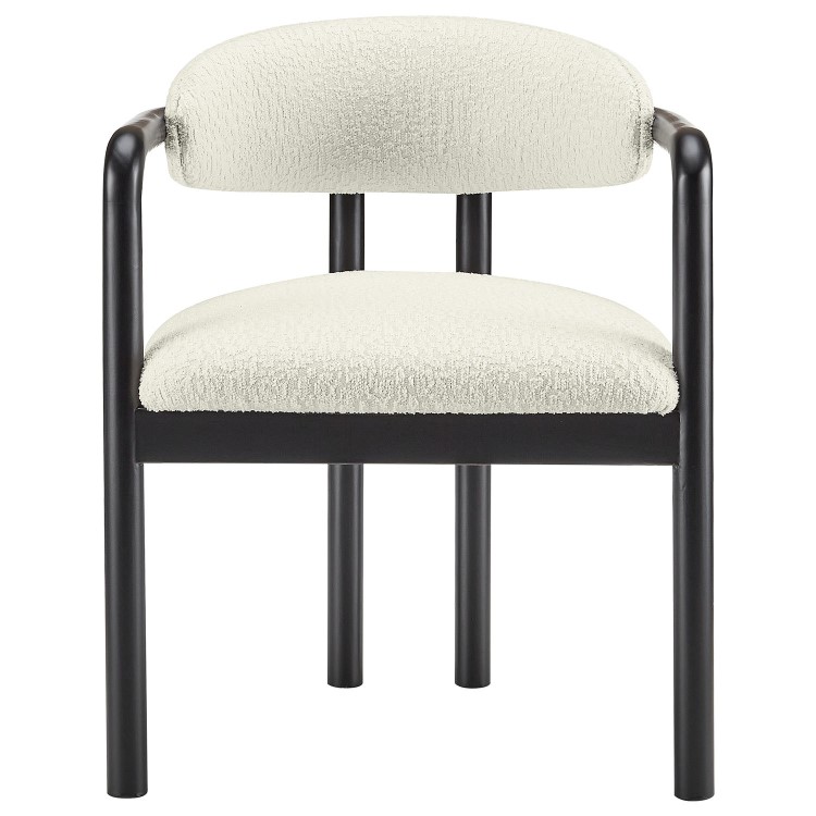 Cream Upholstered Dining Chair with Solid Wood Black Exposed Back - Darla