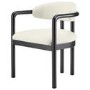 Cream Upholstered Dining Chair with Solid Wood Black Exposed Back - Darla