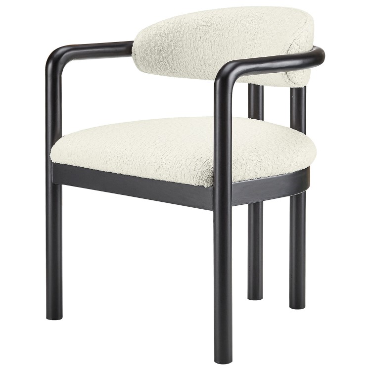Cream Upholstered Dining Chair with Solid Wood Black Exposed Back - Darla