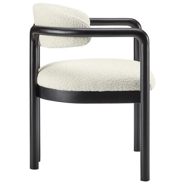 Cream Upholstered Dining Chair with Solid Wood Black Exposed Back - Darla