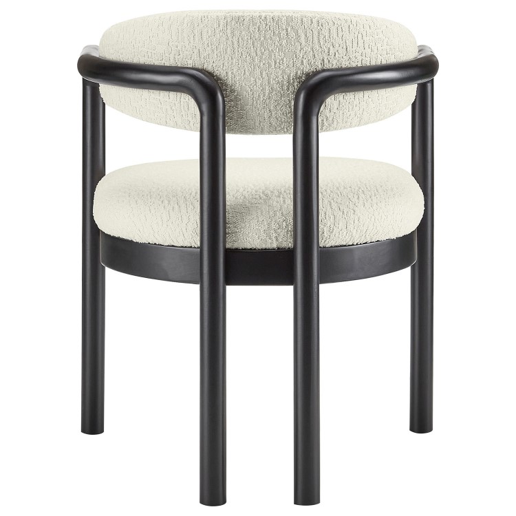 Cream Upholstered Dining Chair with Solid Wood Black Exposed Back - Darla