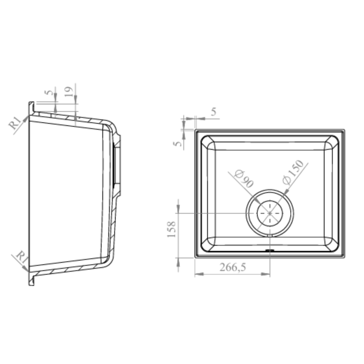 Single Bowl Stone Inset Granite Composite Kitchen Sink with Waste Kit - Enza Eden