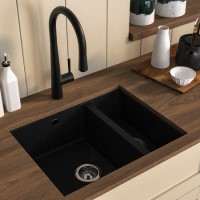 1.5 Bowl Black Inset Granite Composite Kitchen Sink with Waste Kit - Enza Eden