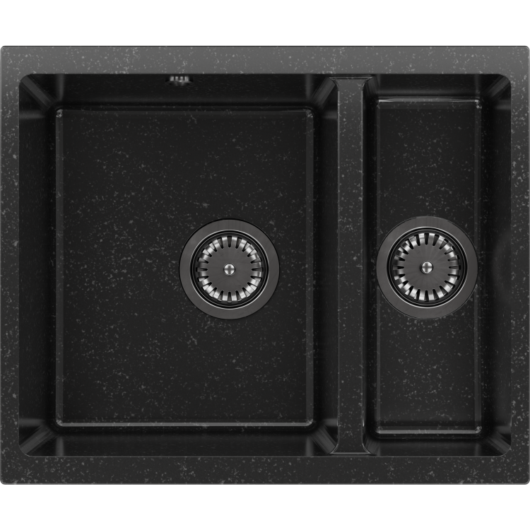 1.5 Bowl Black Inset Granite Composite Kitchen Sink with Waste Kit - Enza Eden