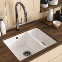 EDE55X4WHT15 1.5 Bowl White Undermount Granite Composite Kitchen Sink with Waste Kit - Enza Eden