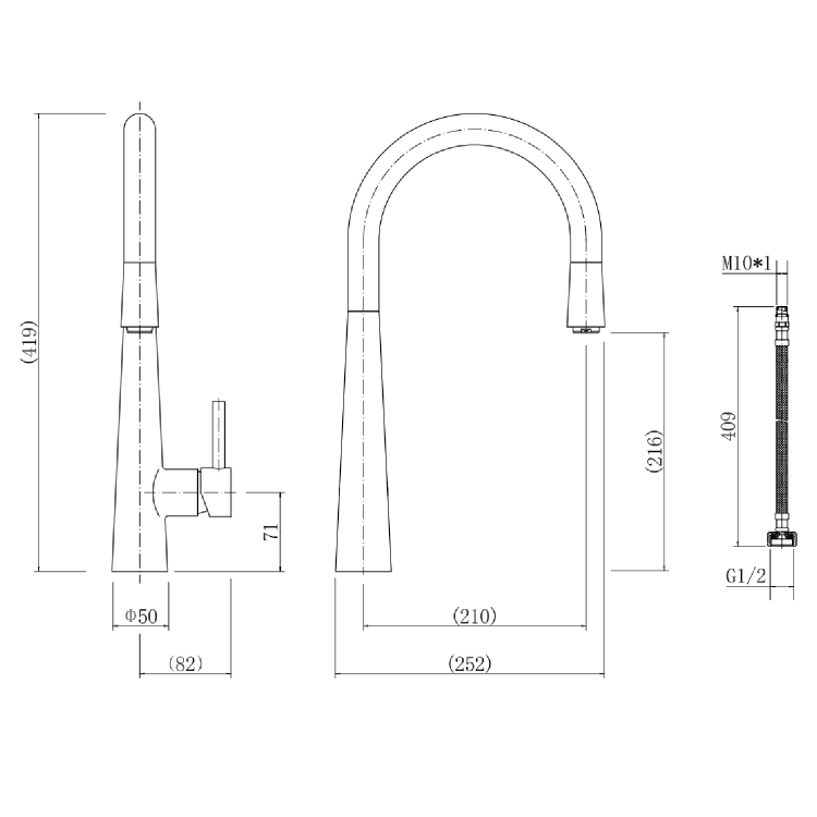 1.5 Bowl Chrome Stainless Steel Reversible Inset Kitchen Sink with Pull Out Mixer Tap Set - Enza