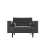 Grey Velvet Buttoned Loveseat with Matching Footstool - Elba 