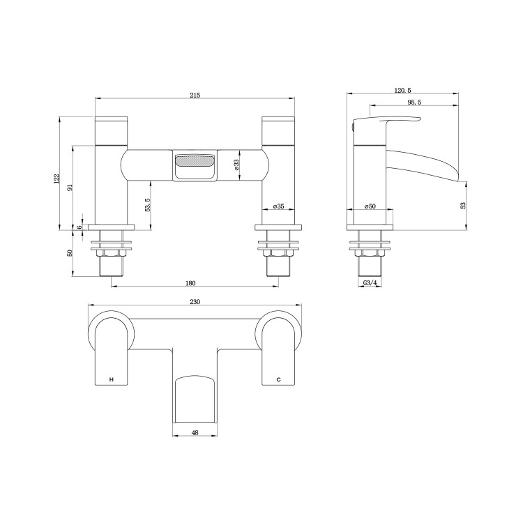 ONLY OPENED - Brushed Brass Bath Mixer Tap - Elina