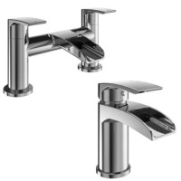 ALMOST PERFECT - Chrome Waterfall Basin Mixer Tap & Bath Filler Tap Pack - Elina