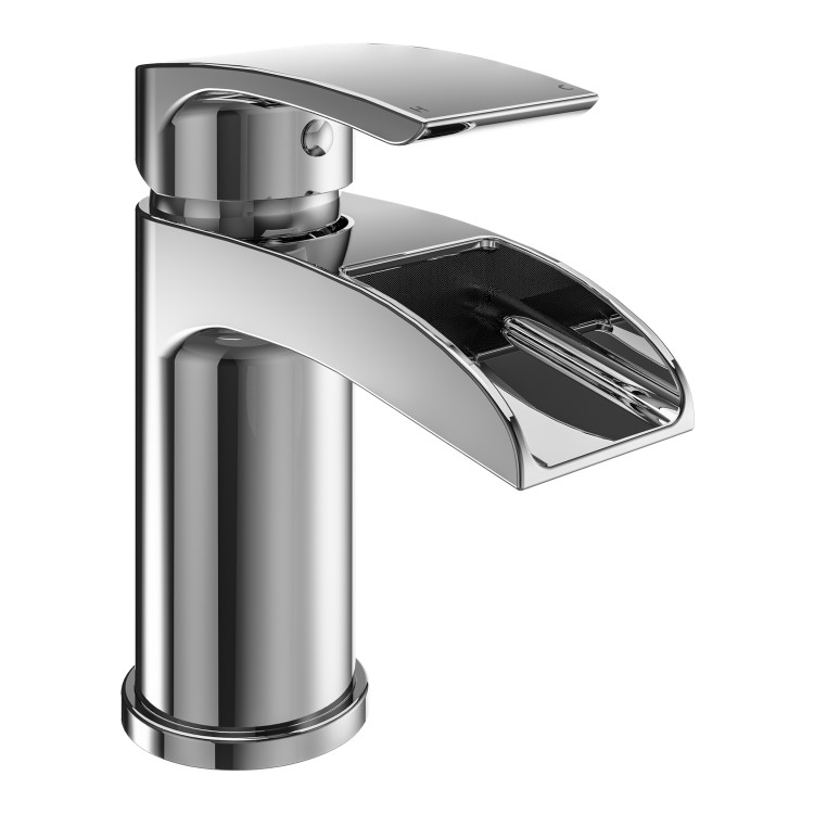 Grade A1 - Chrome Waterfall Basin Mixer Tap & Freestanding Tap Pack - Elina