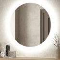 BUN/ELIOBP800/98926 Round Backlit Wall Mirror with Battery Operated Lights 80cm- Elio