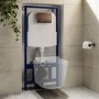 ONLY OPENED - 1168mm Wall Hung Toilet Frame with Bronze Pneumatic Dual Flush Plate & Concealed Cistern - Purificare