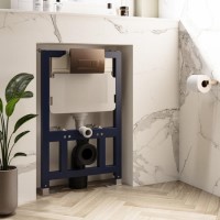 ALMOST PERFECT - 820mm Wall Hung Toilet Frame with Brushed Bronze Pneumatic Flush Plate & Concealed Cistern - Elira