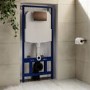Wall Hung Toilet with Soft Close Toilet Seat, Brushed Bronze Pneumatic Flush Plate, 1168mm Frame & Cistern - Newport