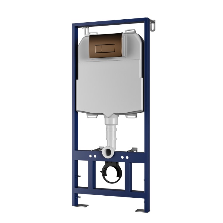 Wall Hung Smart Bidet Toilet with Brushed Bronze Flush Plate & 1168mm Frame & Cistern - Purificare