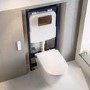 Wall Hung Smart Bidet Japanese Toilet with Heated Seat & Brushed Bronze Pneumatic Flush Plate, 1168mm Frame & Cistern - Purificare