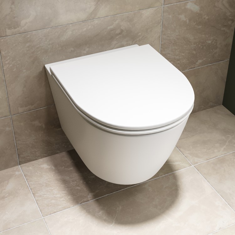 ONLY OPENED - Matt White Round Soft Close Toilet Seat - Newport