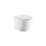 Wall Hung Rimless Toilet with Soft Close Seat, Brushed Bronze Pneumatic Flush Plate, 820mm Frame & Cistern – Roma