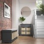 Elms Farmhouse Grey Shoe Cabinet Sideboard with Wicker Baskets