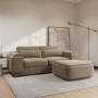 3 Seater Sofa and Armchair Set with Footstool in Mink Velvet - Elvi