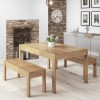 Solid Pine Wood Dining Set - with 1 Dining Table &amp; 2 Benches - Emerson