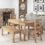 Emerson Solid Pine Rectangle Dining Table with 2 Benches & 2 Dining Chairs