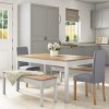 Grey &amp; Solid Pine Dining Table &amp; 2 Grey Chairs &amp; 2 Benches - New Haven