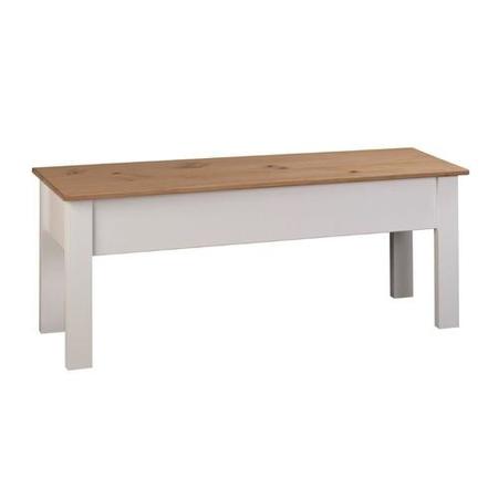 Grey & Solid Pine Dining Table with 2 Chairs & 1 Grey Storage Bench - Emerson