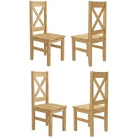 Set of 4 Pine Cross Back Dining Chairs - Emerson