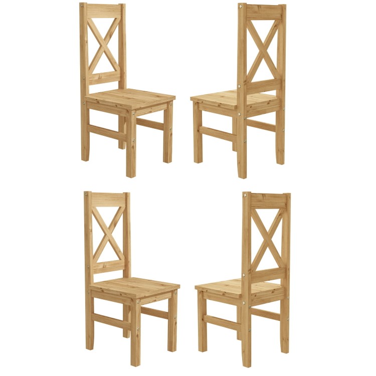 Set of 4 Pine Cross Back Dining Chairs - Emerson
