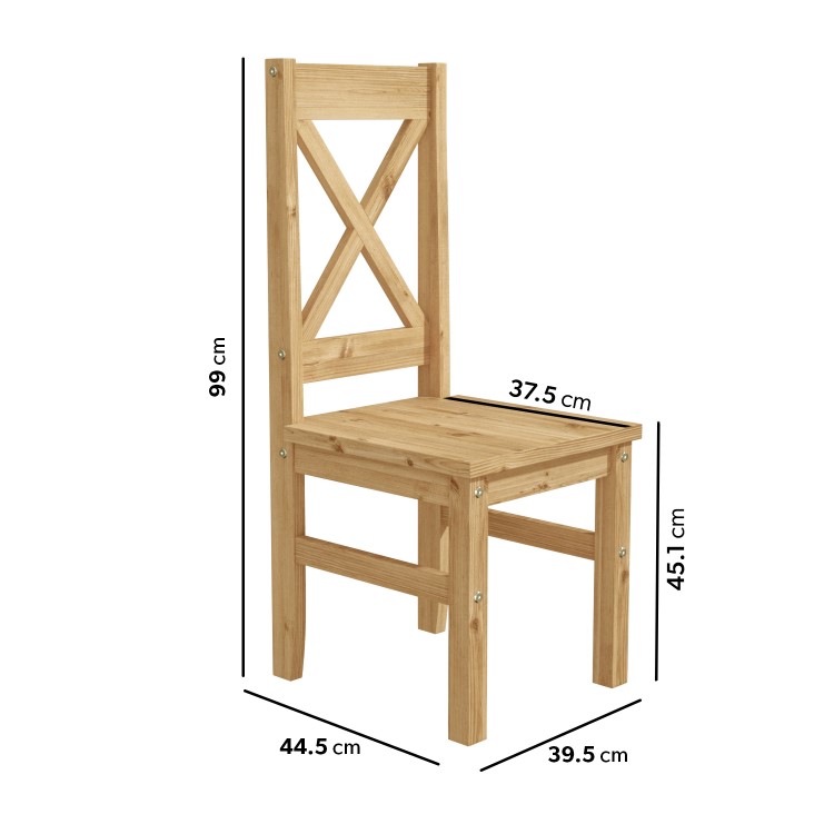 Set of 4 Pine Cross Back Dining Chairs - Emerson