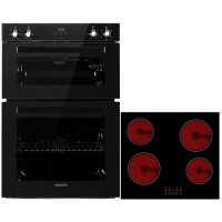 electriQ Built In Electric Double Oven and 60cm 4 Zone Ceramic Hob